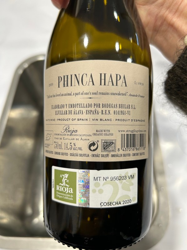 Phinca Hapa, white Rioja wine